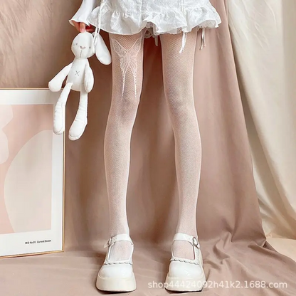 Sexy Butterfly Jacquard Fishnet Stockings Trendy JK Tights Pantyhose for Women