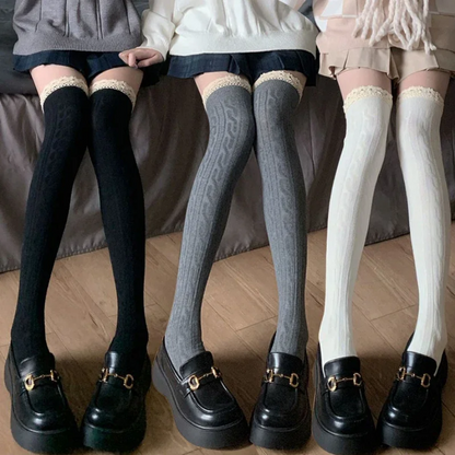 Japanese JK Lace Socks Lolita Knitted Pattern Stockings for Women