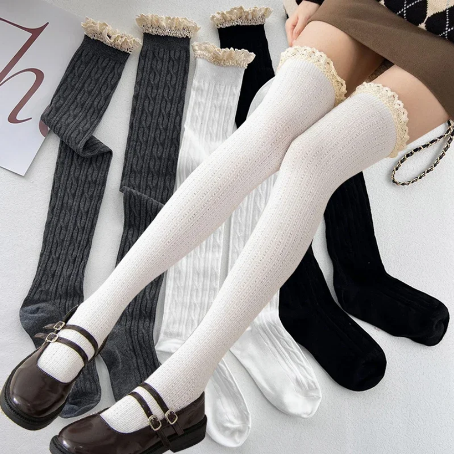 Japanese JK Lace Socks Lolita Knitted Pattern Stockings for Women