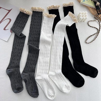 Japanese JK Lace Socks Lolita Knitted Pattern Stockings for Women