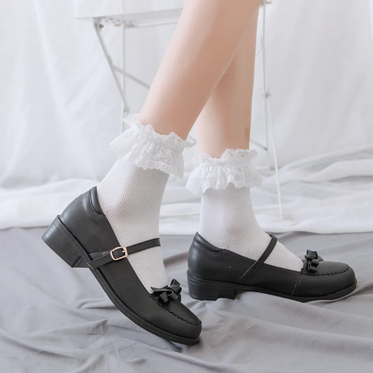 Japanese Lace Lolita Mid-Tube Sweet Lace Trim Socks for Women