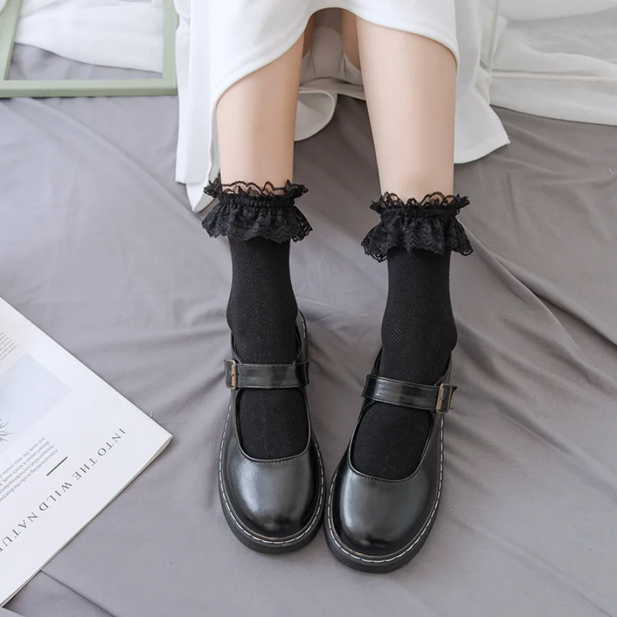 Japanese Lace Lolita Mid-Tube Sweet Lace Trim Socks for Women