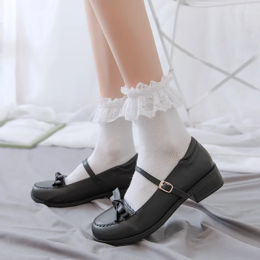 Japanese Lace Lolita Mid-Tube Sweet Lace Trim Socks for Women