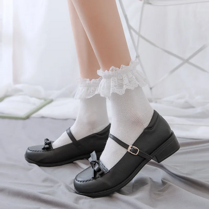 Japanese Lace Lolita Mid-Tube Sweet Lace Trim Socks for Women