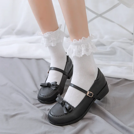 Japanese Lace Lolita Mid-Tube Sweet Lace Trim Socks for Women