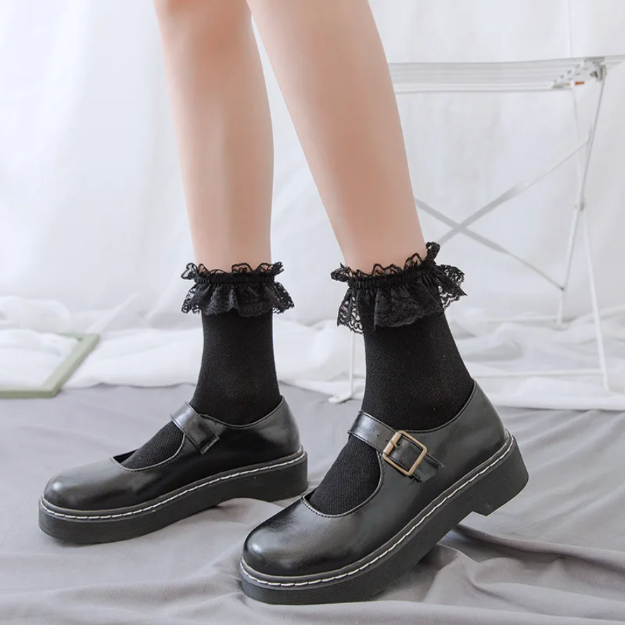 Japanese Lace Lolita Mid-Tube Sweet Lace Trim Socks for Women
