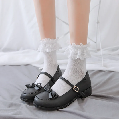 Japanese Lace Lolita Mid-Tube Sweet Lace Trim Socks for Women