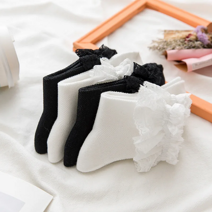 Japanese Lace Lolita Mid-Tube Sweet Lace Trim Socks for Women