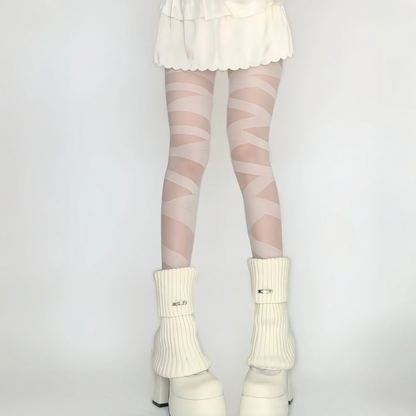 Sexy Goth Rocker Cross Bandage Stockings Skinny Straps Pantyhose Tights