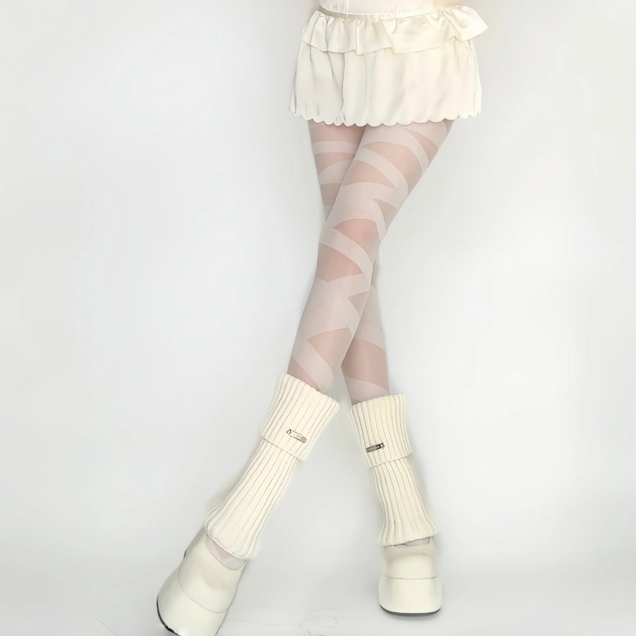 Sexy Goth Rocker Cross Bandage Stockings Skinny Straps Pantyhose Tights