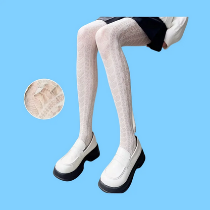 Japanese Hollow Heart Lace Stockings Kawaii Style Hosiery for Women