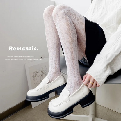 Japanese Hollow Heart Lace Stockings Kawaii Style Hosiery for Women