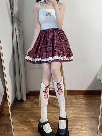 Hollow Lace Long Stockings White Lolita Knotted Casual Socks for Women