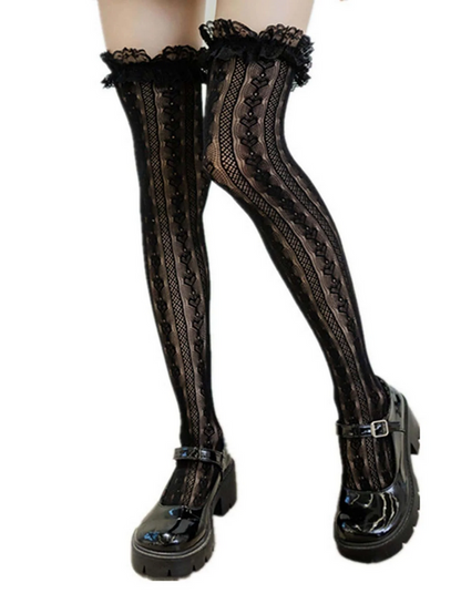 Lolita Lace Knee High Stockings Sweet JK Girls Thigh High Socks