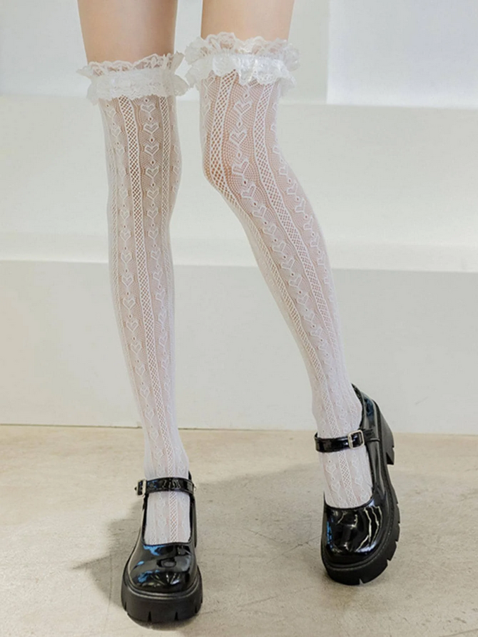 Lolita Lace Knee High Stockings Sweet JK Girls Thigh High Socks