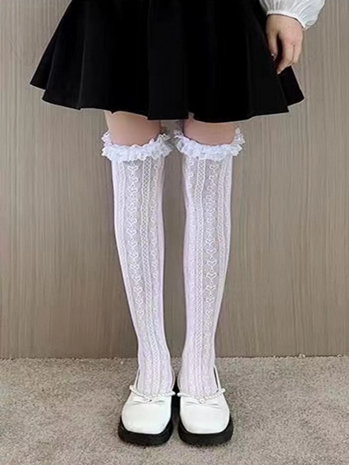 Lolita Lace Knee High Stockings Sweet JK Girls Thigh High Socks