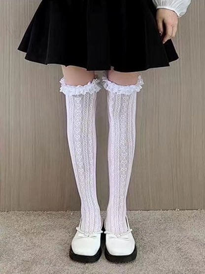 Lolita Lace Knee High Stockings Sweet JK Girls Thigh High Socks
