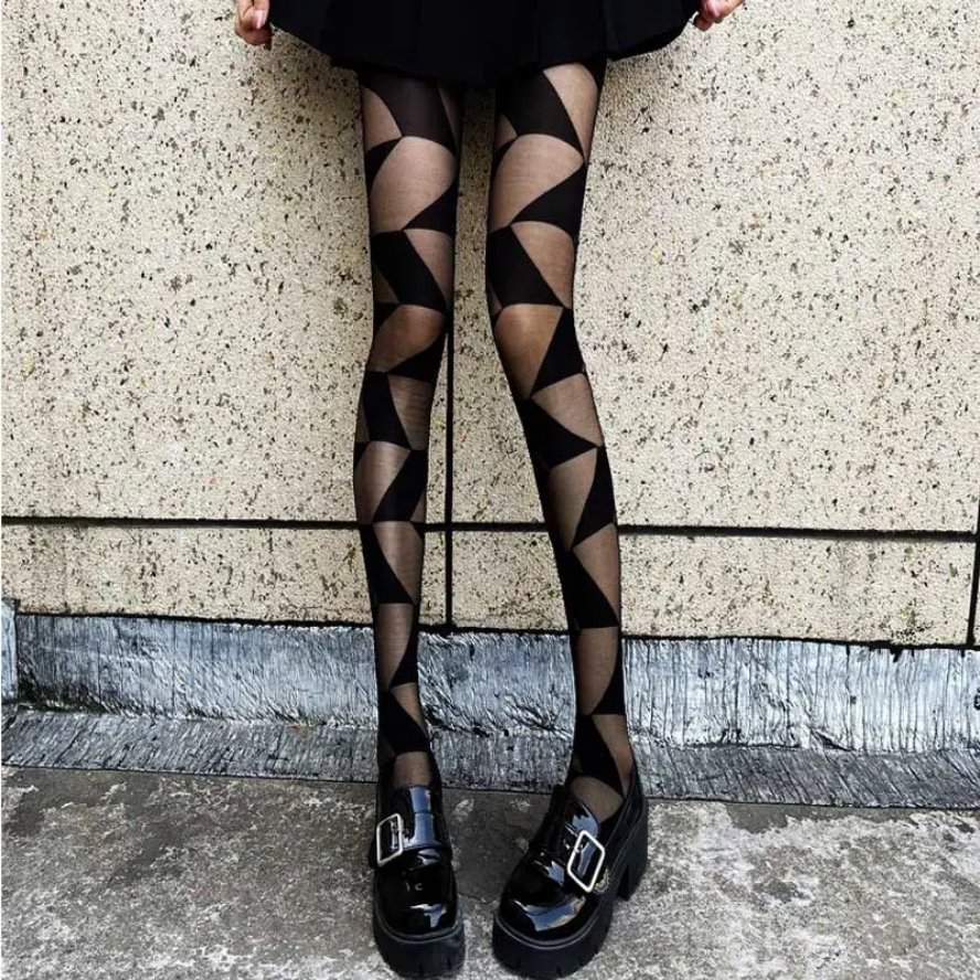 Lolita Plaid Stockings Gothic Black Sexy Tights for Women