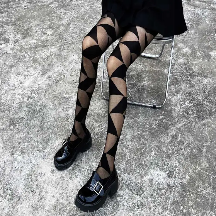 Lolita Plaid Stockings Gothic Black Sexy Tights for Women