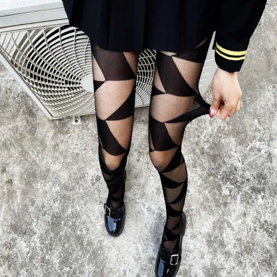 Lolita Plaid Stockings Gothic Black Sexy Tights for Women