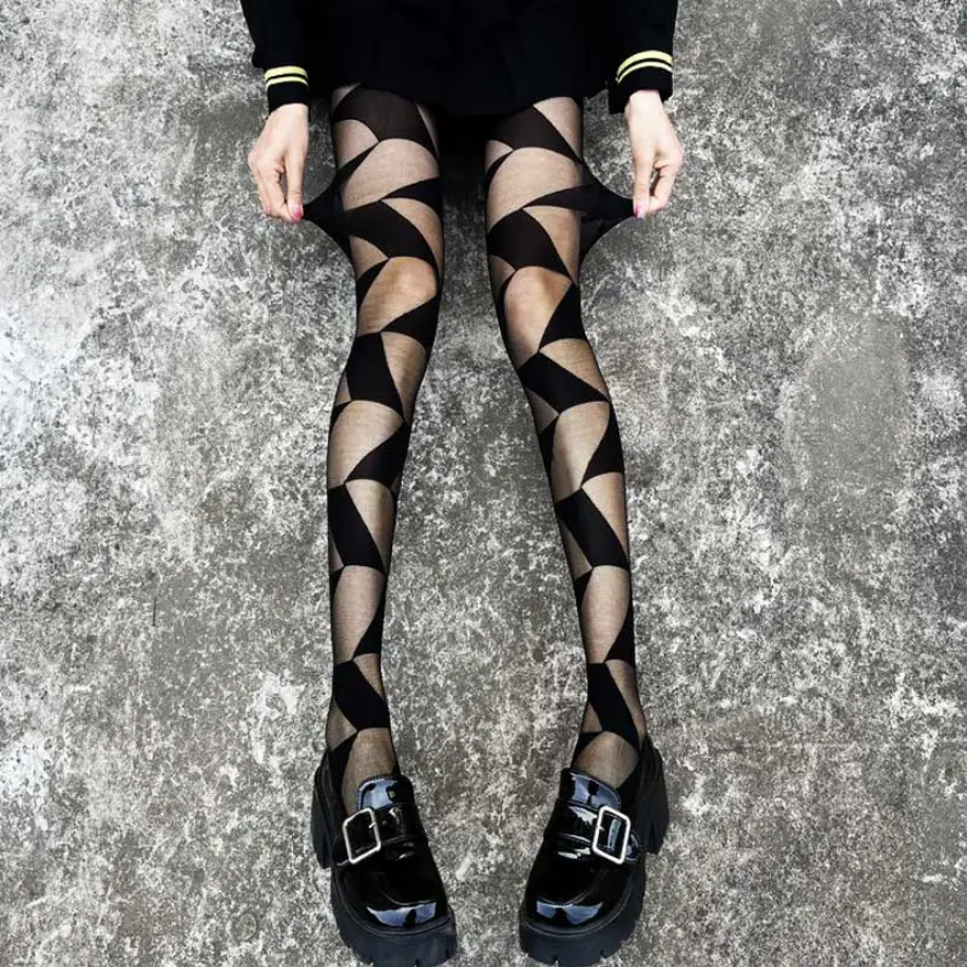 Lolita Plaid Stockings Gothic Black Sexy Tights for Women