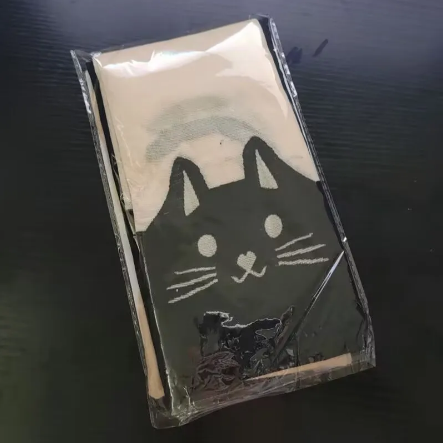 Cute Black Cat Printed Stockings Adorable Kawaii Hosiery for Women (1 Pair)