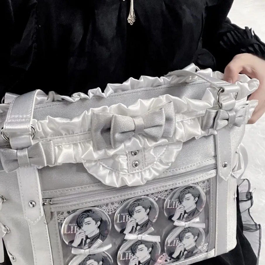 Kawaii Sweet Preppy Style Shoulder Bag Large Capacity Ribbon Bow Tote Bag