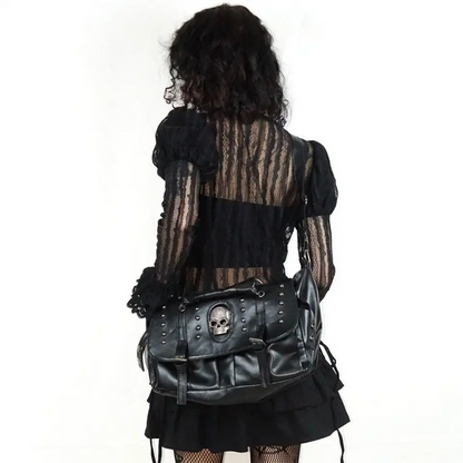 Black Skull Punk Shoulder Bag Crossbody Bag