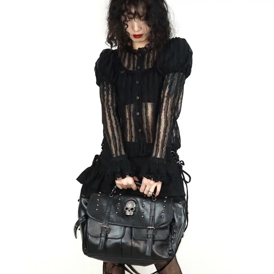 Black Skull Punk Shoulder Bag Crossbody Bag