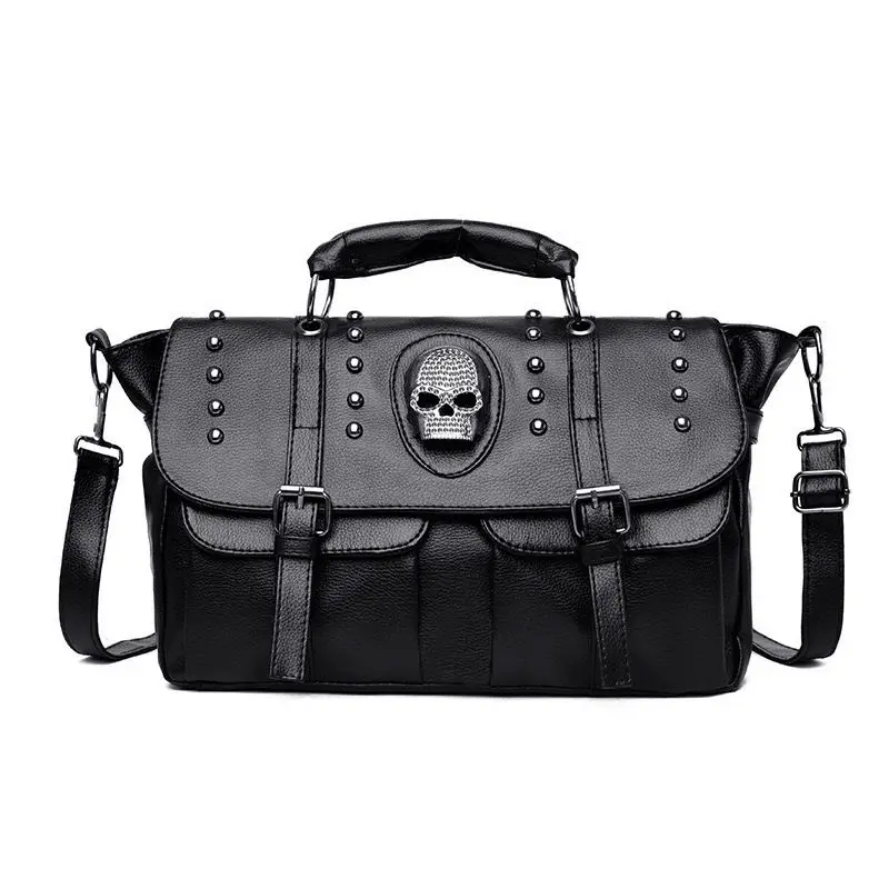 Black Skull Punk Shoulder Bag Crossbody Bag