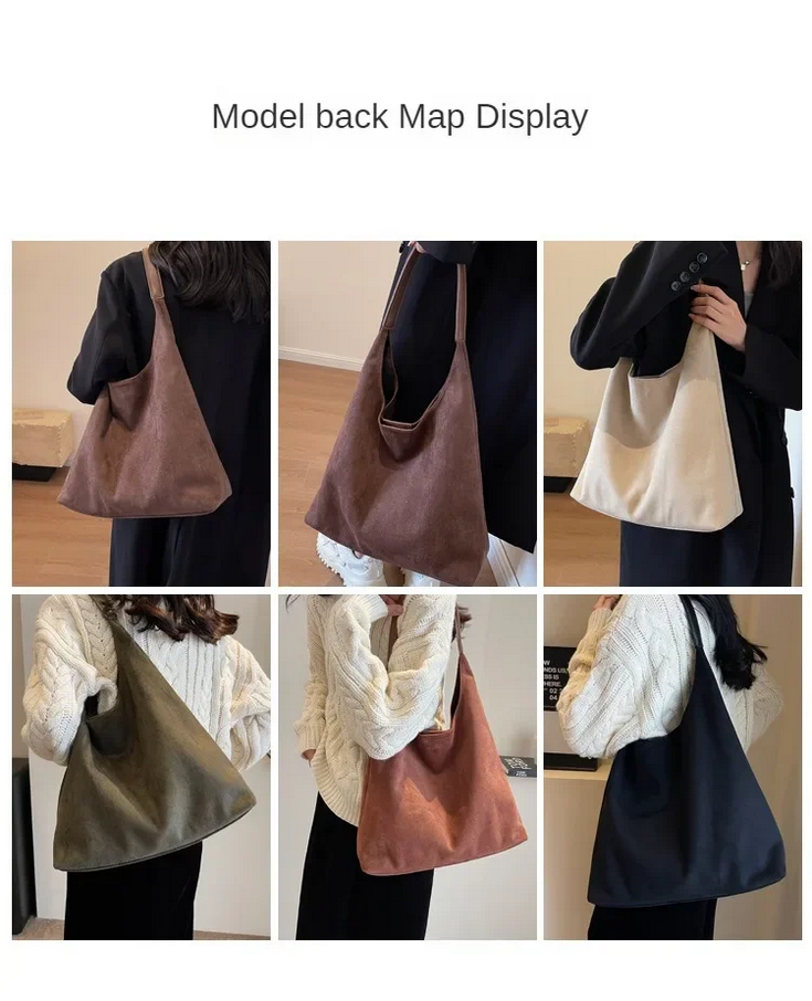 Vintage Women's Bag Large Capacity Suede Shoulder Bag