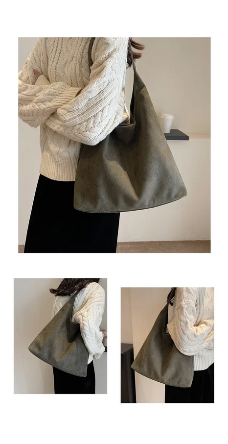 Vintage Women's Bag Large Capacity Suede Shoulder Bag