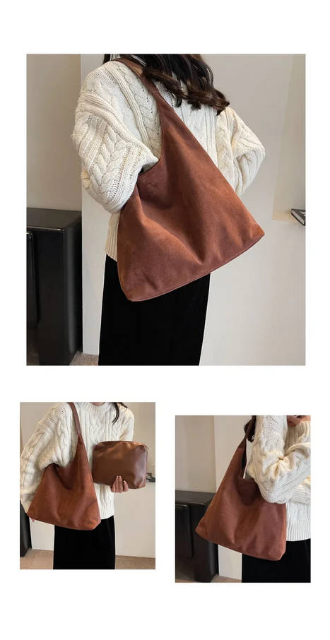 Vintage Women's Bag Large Capacity Suede Shoulder Bag