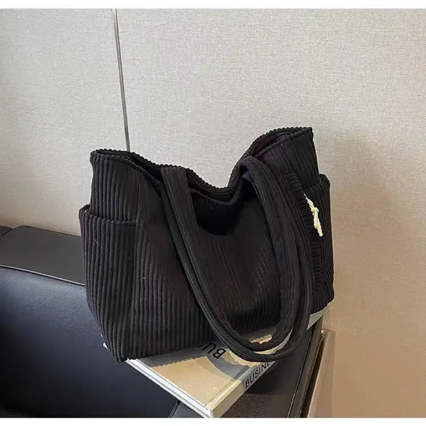 Corduroy Daily Handbag - Fashionable Versatile Shoulder Bag for Women