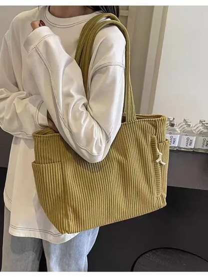 Corduroy Daily Handbag - Fashionable Versatile Shoulder Bag for Women