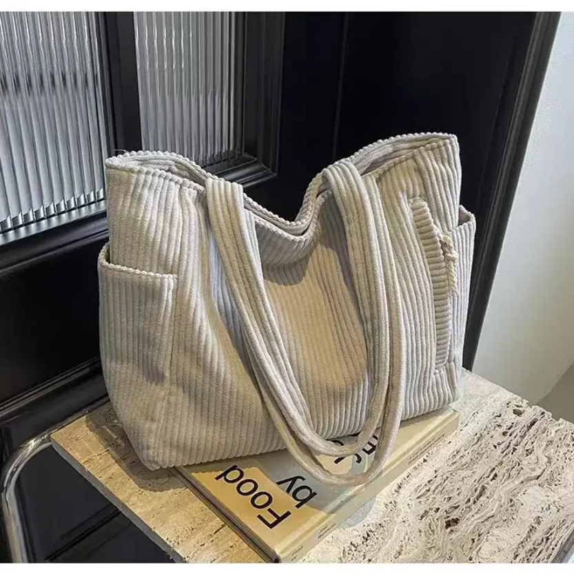 Corduroy Daily Handbag - Fashionable Versatile Shoulder Bag for Women