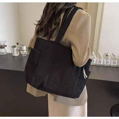 Corduroy Daily Handbag - Fashionable Versatile Shoulder Bag for Women