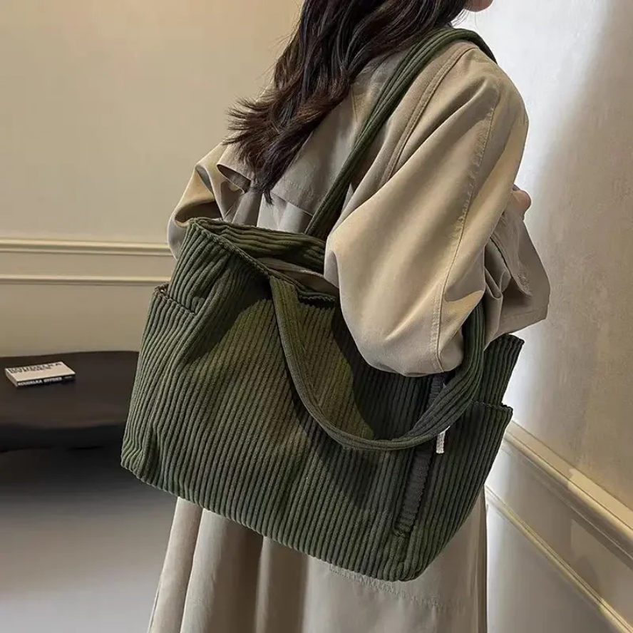 Corduroy Daily Handbag - Fashionable Versatile Shoulder Bag for Women
