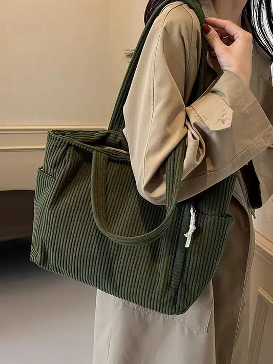 Corduroy Daily Handbag - Fashionable Versatile Shoulder Bag for Women