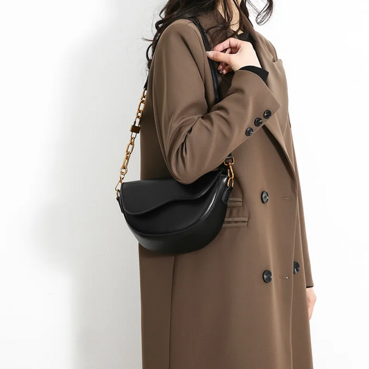 Women Vintage Saddle Bag  Solid Color Classic Crossbody Handbag