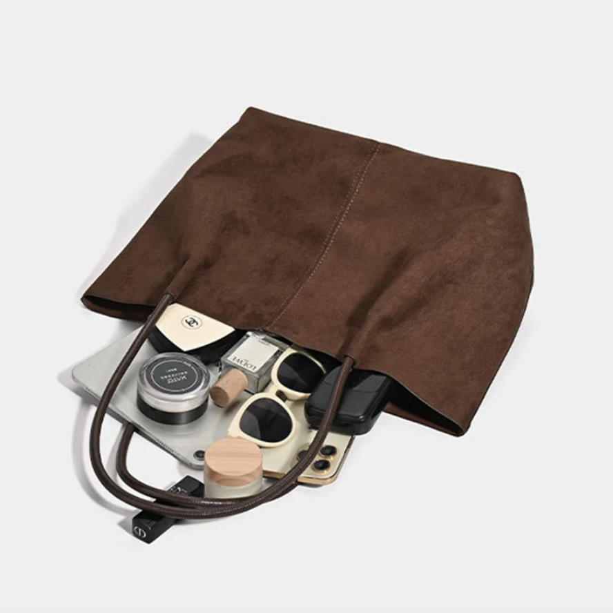 Retro Suede Shoulder Bag Vintage Style Handbag for Women