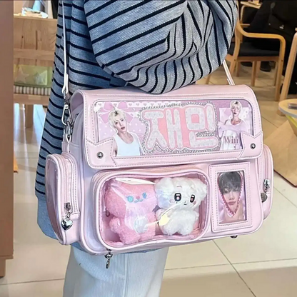 Y2K Cute Ita Bag - Harajuku Girl Transparent Pocket Large Capacity Crossbody Bag