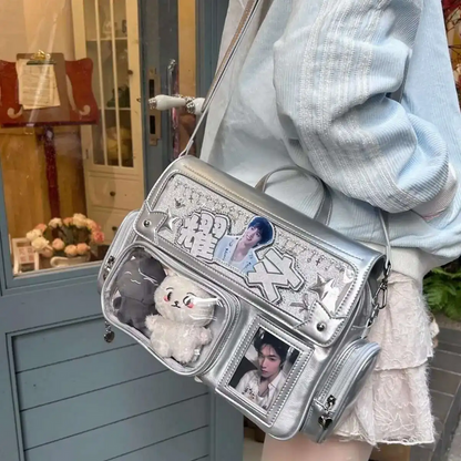 Y2K Cute Ita Bag - Harajuku Girl Transparent Pocket Large Capacity Crossbody Bag