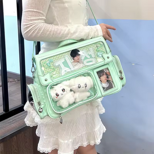 Y2K Cute Ita Bag - Harajuku Girl Transparent Pocket Large Capacity Crossbody Bag