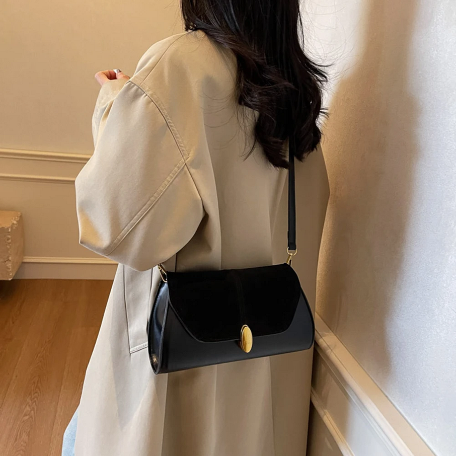 Fashion PU Shoulder Bag Stylish Vintage Crossbody Bag with Adjustable Strap