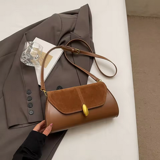 Fashion PU Shoulder Bag Stylish Vintage Crossbody Bag with Adjustable Strap