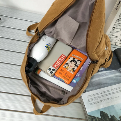 Fashion College Student Vintage Canvas Backpack with Laptop Compartment