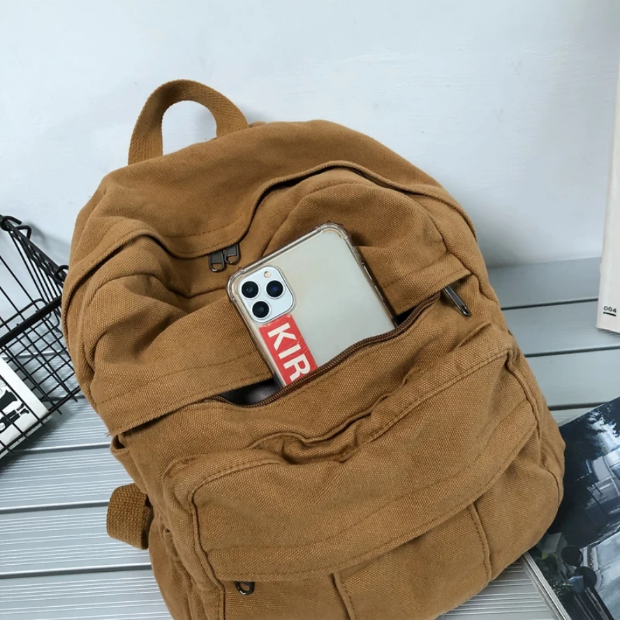 Fashion College Student Vintage Canvas Backpack with Laptop Compartment