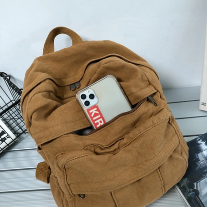 Fashion College Student Vintage Canvas Backpack with Laptop Compartment