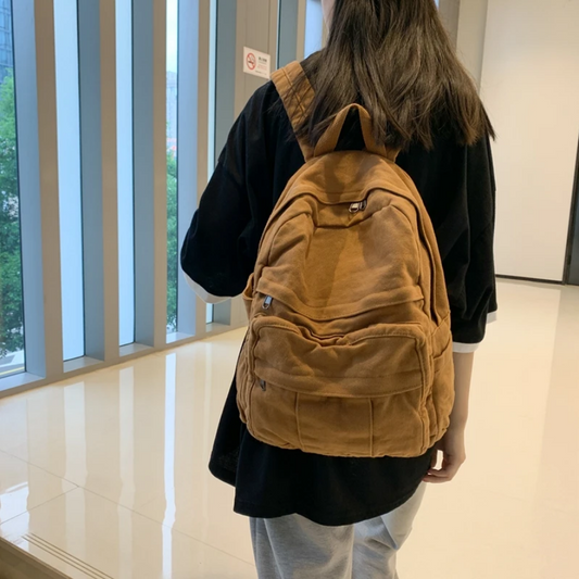 Fashion College Student Vintage Canvas Backpack with Laptop Compartment